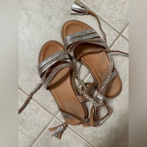 Silver lace up sandals